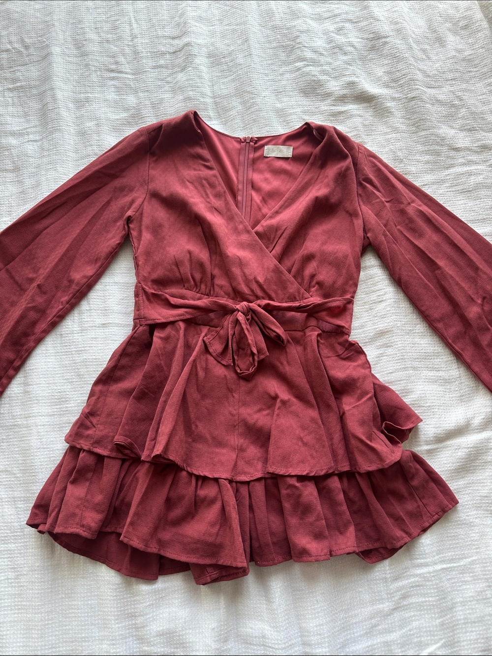 Altar'd State Rust Red Wrap Ruffle Romper